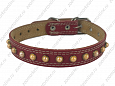Ошейник Buddy двуслойный кожаный со стразами красный 25мм 39-52см (652/2)