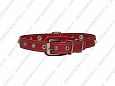 Ошейник Buddy однослойный кожаный украшенный красный 20мм 34-43см (612/2)
