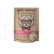 Best Dinner High Premium пауч для кошек мясные волокна из индейки в белом соусе 85г