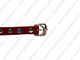 Ошейник Buddy однослойный кожаный украшенный красный 14мм 27-33см (004/2)
