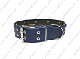 Ошейник Buddy двуслойный кожаный украшенный синий 45мм 53-70см (110)