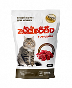 ZOOFOOD сухой корм для домашних кошек старше одного года, с говядиной 700г