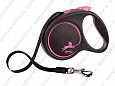 Flexi Black Design L поводок-рулетка для собак розовая лента 5м 50кг