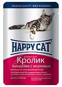 Хэппи Кэт пауч для кошек (кроилик/индейка/овощи в соусе) 100г