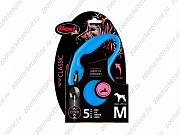 Flexi New Classic M поводок-рулетка для собак синий трос 5м 20кг