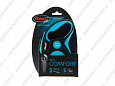 Flexi New Comfort S поводок-рулетка для собак голубая/черная лента 5м 15кг