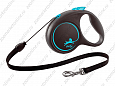 Flexi Black Design M поводок-рулетка для собак голубой трос 5м 20кг