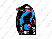 Flexi New Classic S поводок-рулетка для собак синяя трос 5м 12кг