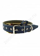 Ошейник Buddy комбинированный кожа+брезент синий 36мм 47-60см (088/3)