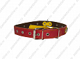 Ошейник Buddy двуслойный кожаный украшенный красный 25мм 40-53см (625/1)