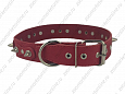 Ошейник Buddy однослойный кожаный с шипами красный 36мм 47-60см (062)