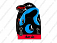 Flexi New Classic L поводок-рулетка для собак голубая/черная лента 8м 50кг