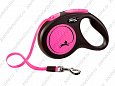 Flexi New Neon M поводок-рулетка для собак розовый трос 5м 25кг 2107