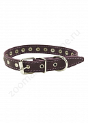 Ошейник Buddy однослойный кожаный клепаный фиолетовый 20мм 32-40см (025/5)