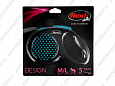 Flexi Design L поводок-рулетка для собак черный/голубой горох лента 5м 50кг
