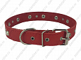 Ошейник Buddy однослойный кожаный украшенный красный 25мм 39-52см (034/2)